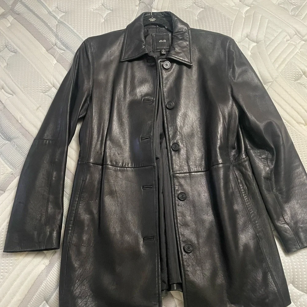 JLC Vintage Women's Black Leather Coat - Picture 1 of 6
